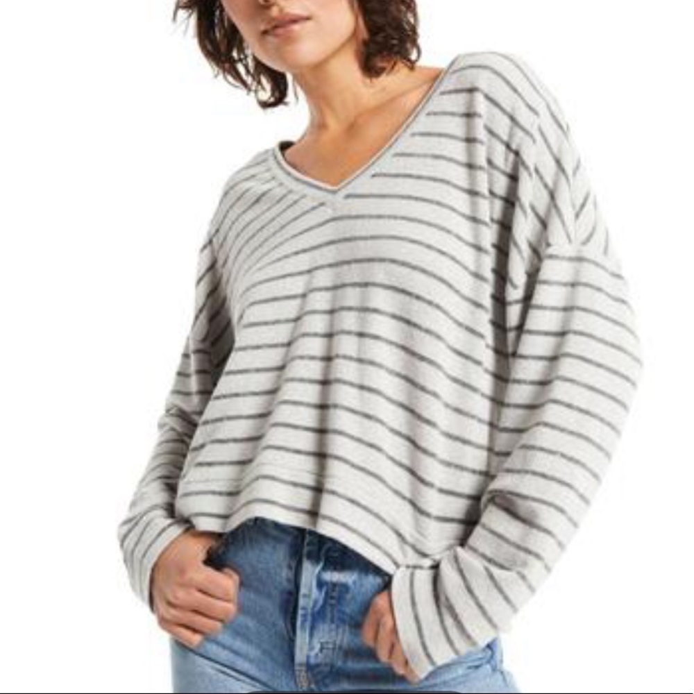 SO blue and white striped knit cotton sweater size medium